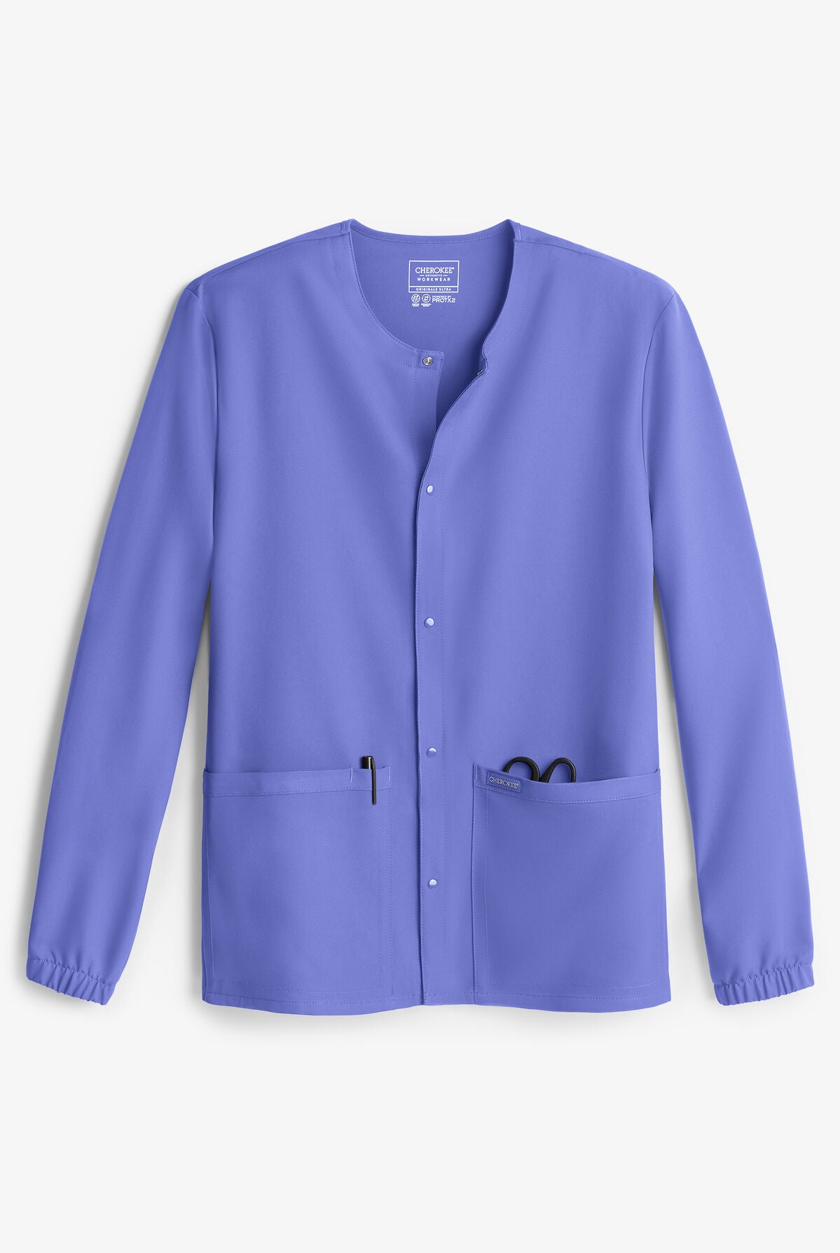 Cherokee Workwear Originals Ultra CK393 Unisex Snap Front Warm Up Scrub Jacket | Nurse Aid Students