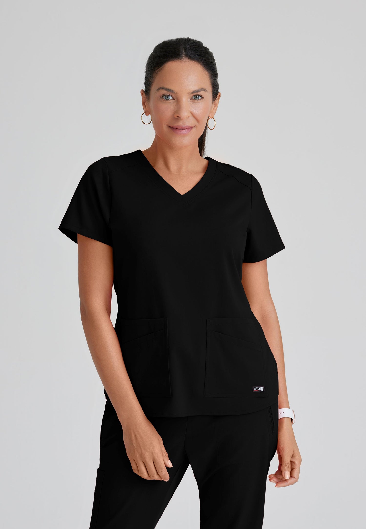 Barco Grey's Anatomy +SpandexStretch GRST011 Emma V-Neck Top Black