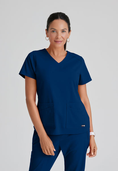 Barco Grey's Anatomy +SpandexStretch GRST011 Emma V-Neck Top Navy