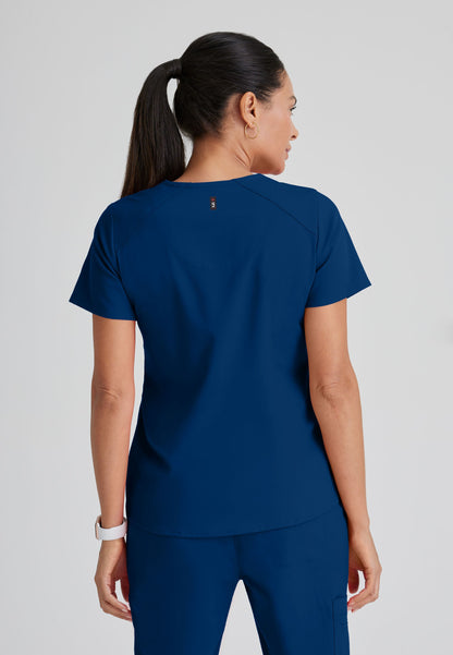 Barco Grey's Anatomy +SpandexStretch GRST011 Emma V-Neck Top Navy Back