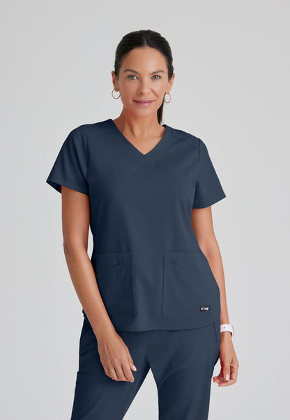 Barco Grey's Anatomy +SpandexStretch GRST011 Emma V-Neck Top Steel