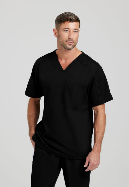 Barco Grey's Anatomy + Spandex Stretch GRST079 Men's 2 Pocket Scrub Top Black