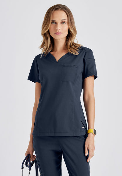 Barco Grey's Anatomy +SpandexStretch GRST136 Capri V-Neck Tuck In Top Steel