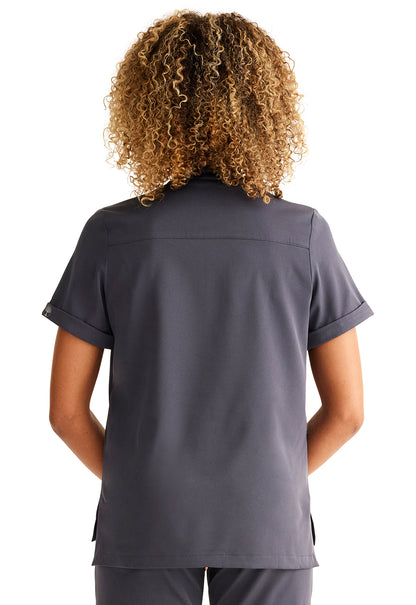 Healing Hands HH Works HH650 Women's Tuckable Scrub Top Pewter Back