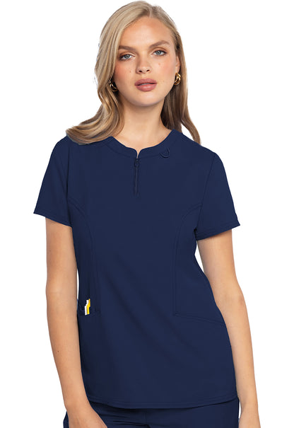 Med Couture MC609 Insight Zip Henley 3 Pocket Women's Scrub Top Navy