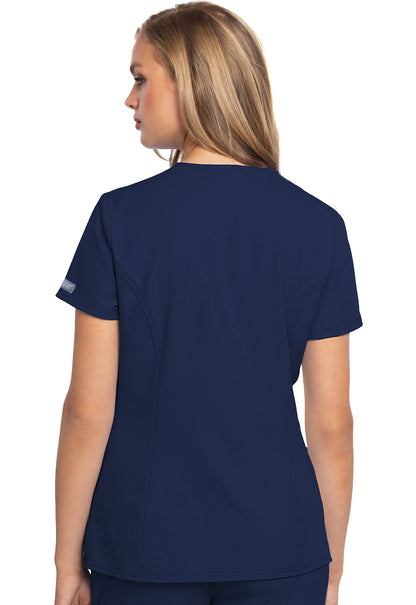 Med Couture MC609 Insight Zip Henley 3 Pocket Women's Scrub Top Navy Back