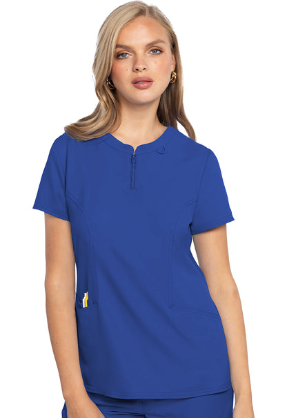 Med Couture MC609 Insight Zip Henley 3 Pocket Women's Scrub Top Royal