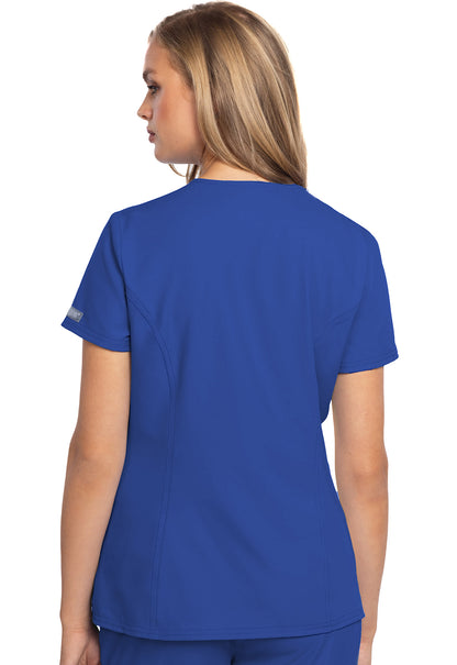 Med Couture MC609 Insight Zip Henley 3 Pocket Women's Scrub Top Royal Back