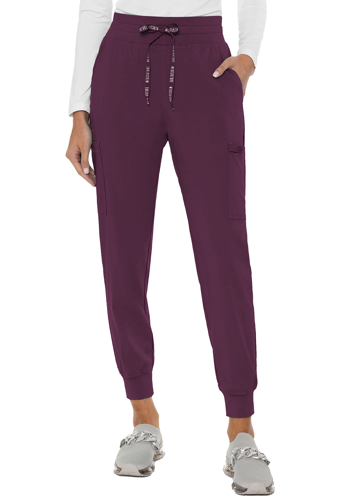 Med Couture Touch 7705 Women's Double Cargo Jogger Pant Wine