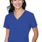 Med Couture Peaches 8482 Women's V-Neck Chest Pocket Top Royal