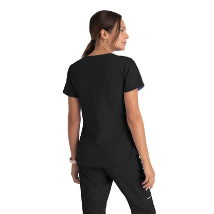 Skechers by Barco SK101 Vitality Women's V-Neck Top Black Back