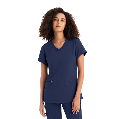 White Cross CRFT WT127 Women's 3 Pocket Scrub Top Navy