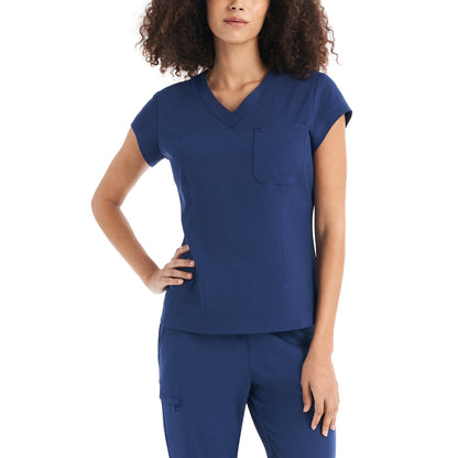 White Cross CRFT WT128 Women's 1 Pocket Tuckable Scrub Top Navy