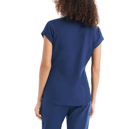 White Cross CRFT WT128 Women's 1 Pocket Tuckable Scrub Top Navy Back