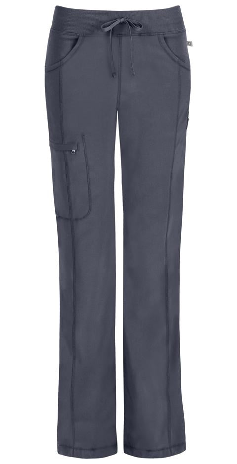 Cherokee Infinity 1123A Straight Leg Drawstring Pant Pewter Grey Front View