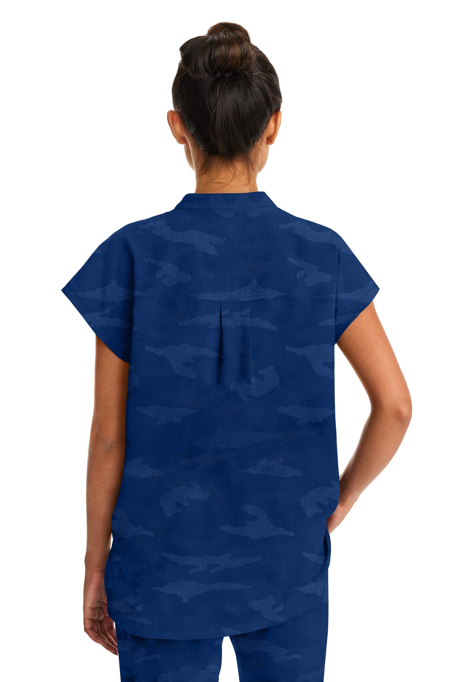 Healing Hands Purple Label Camo 2352 Journey Boxy Top Navy Blue Back