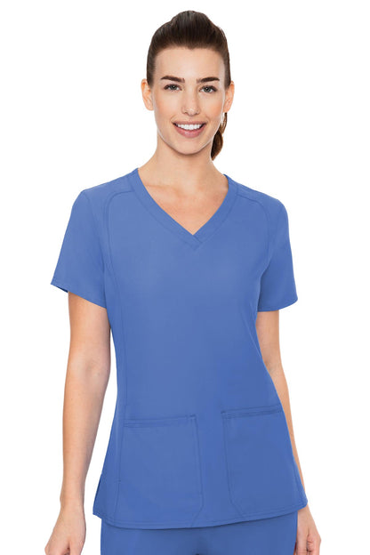 Med Couture 2468 Insight Side Pocket V-Neck Top Ceil Blue