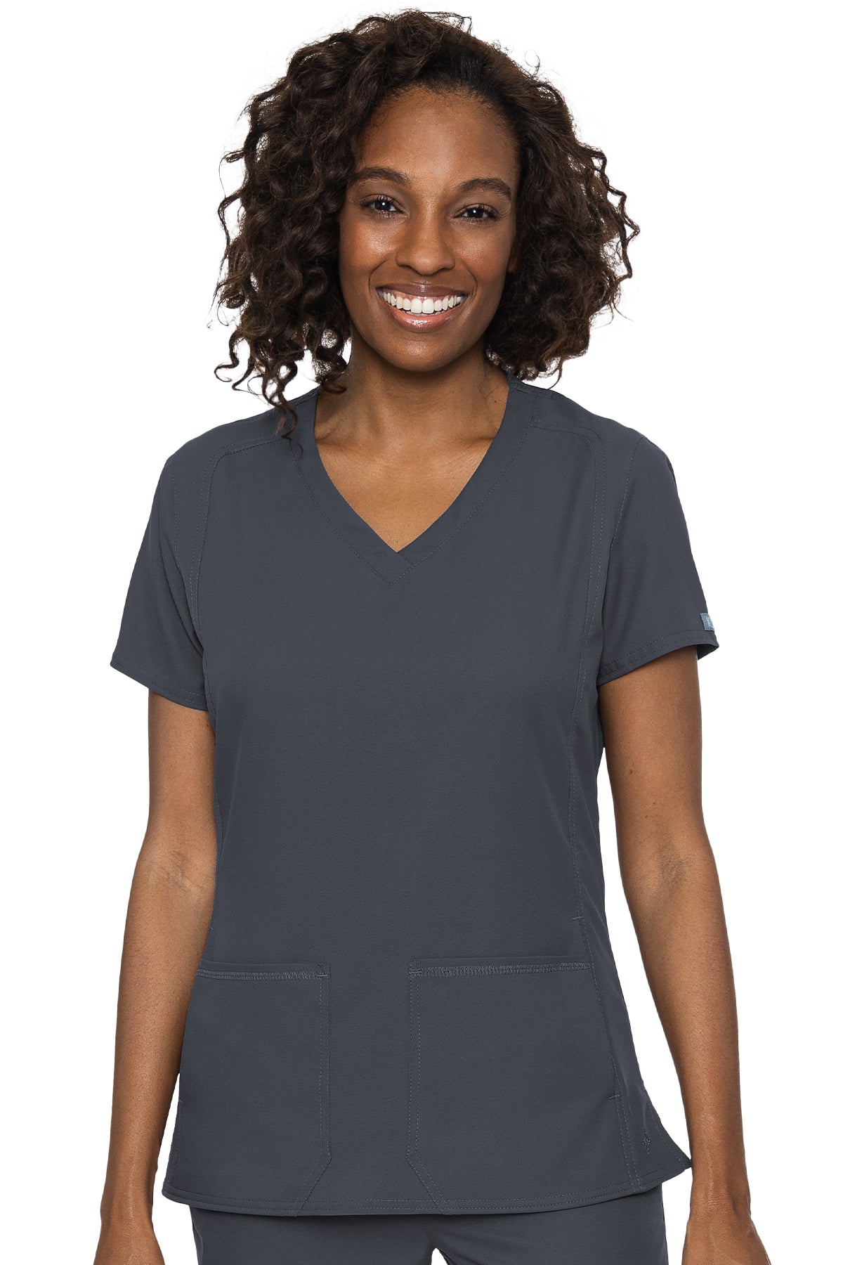 Med Couture 2468 Insight Side Pocket V-Neck Top pewter