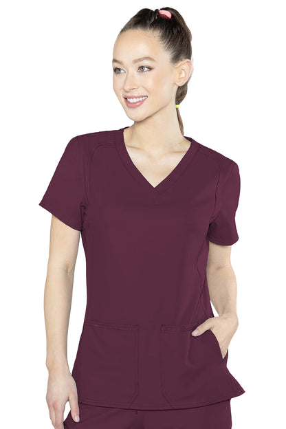 Med Couture 2468 Insight Side Pocket V-Neck Top wine 