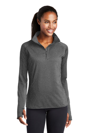 Sport-Tek LST850 Women's 1/2 zip pullover charcoal grey heather 