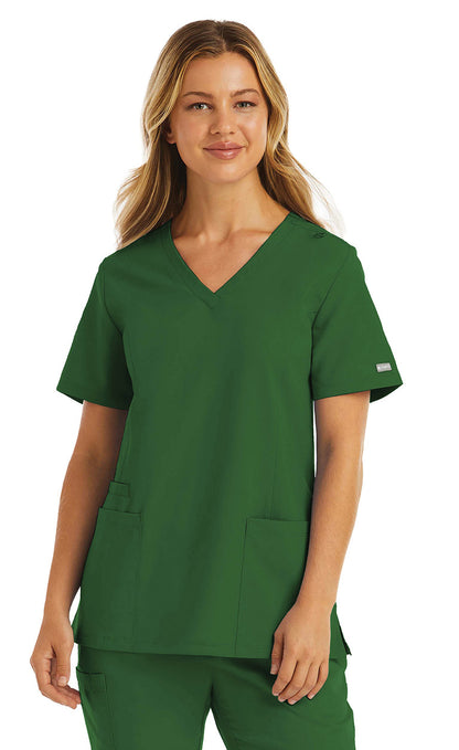 Maevn Momentum 5001 Double V-Neck Top Hunter Green