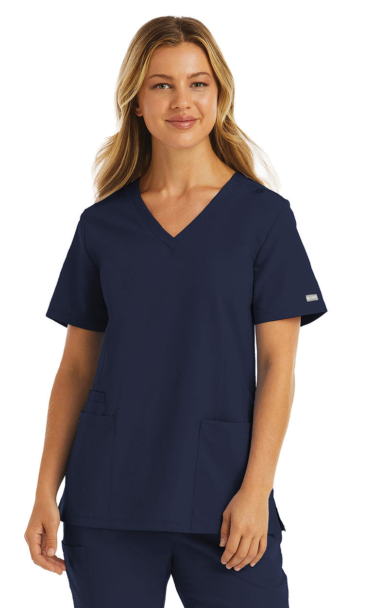 Maevn Momentum 5001 Double V-Neck Top Navy Blue