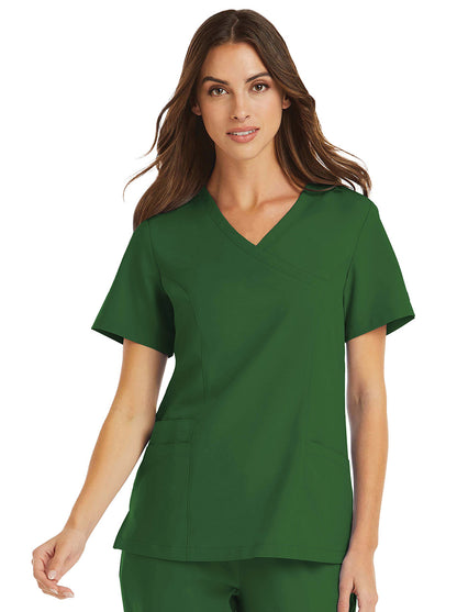 Maevn Momentum 5002 Mock-Wrap Top Hunter Green