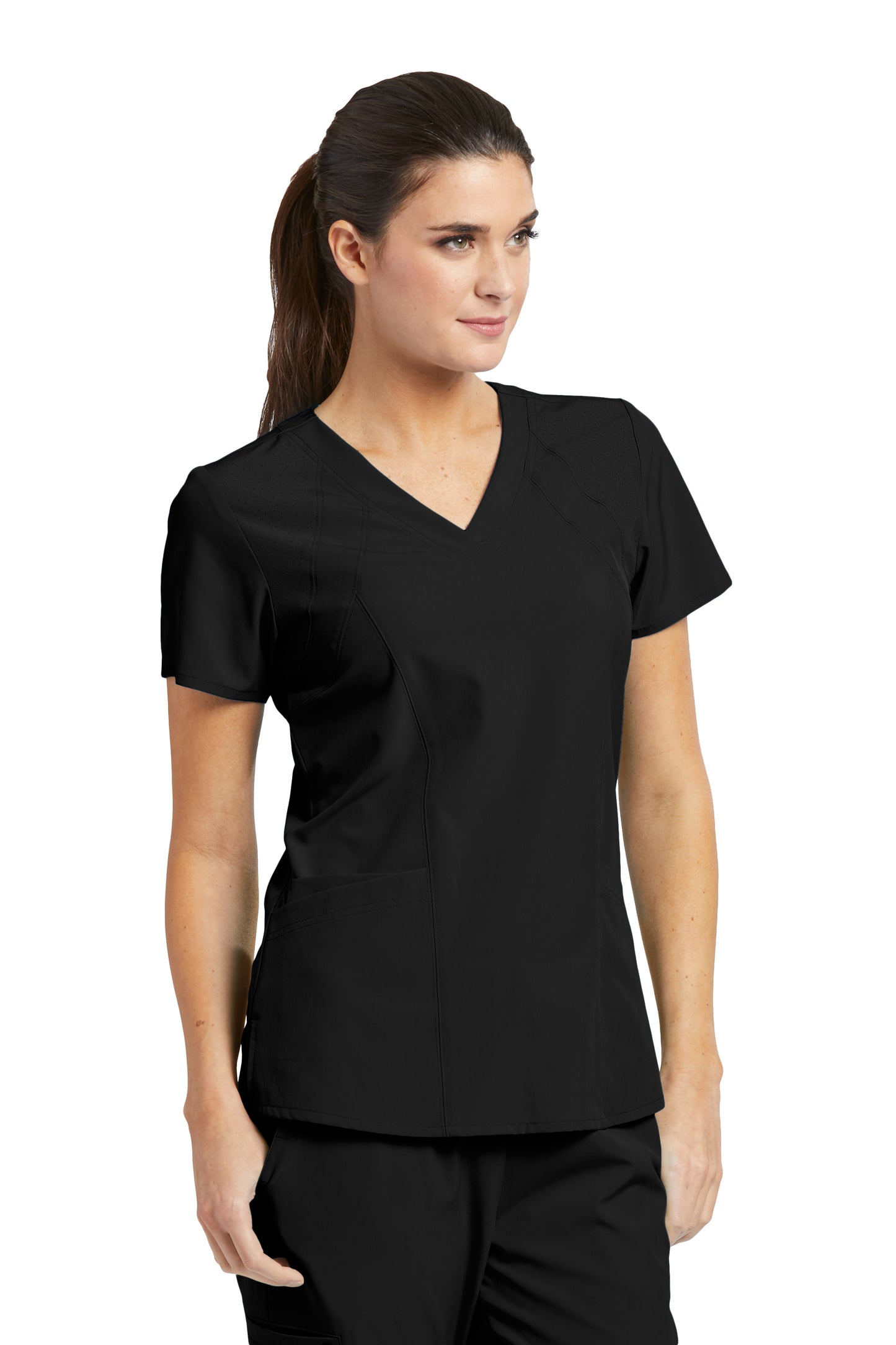 Barco One 5105 Women's Racer V-Neck Top Black