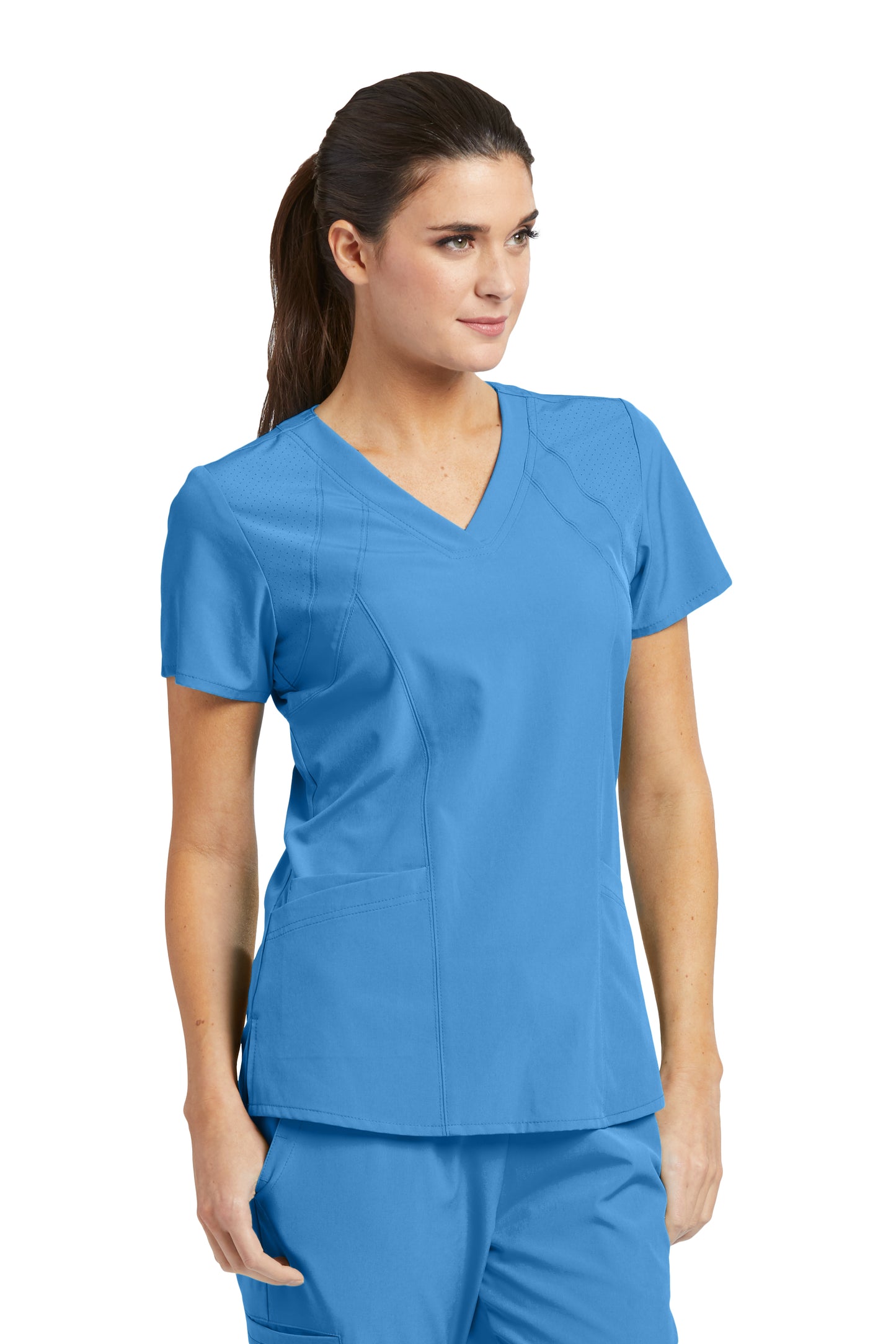 Barco One 5105 Women's Racer V-Neck Top Ceil Blue