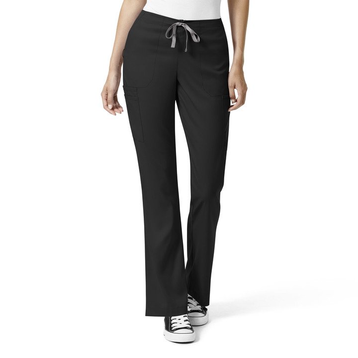 WonderWink Pro 5319 Women's Flare Cargo Scrub Pant Black