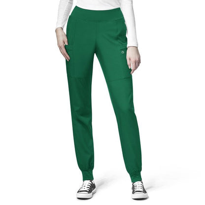 WonderWink W123 Women's 5555 Yoga Waist Jogger Scrub Pant - PETITE Hunter Front 