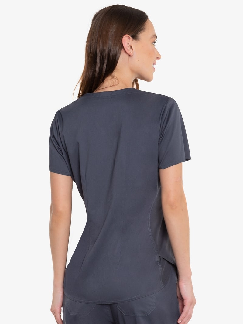 Med Couture Touch 7459 Women's V-Neck Shirttail Top Pewter Back
