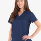 Med Couture Touch 7459 Women's V-Neck Shirttail Top Navy Front