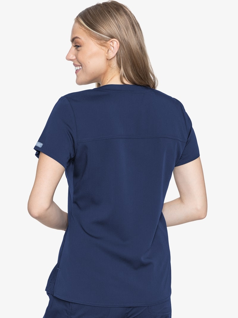 Med Couture Touch 7448 Women's Tuckable Chest Pocket Top Navy Back