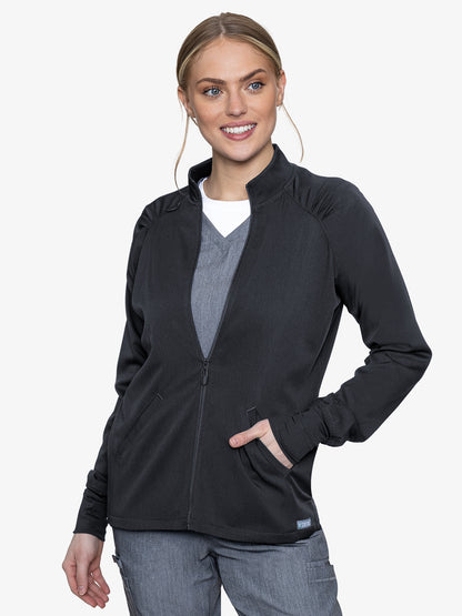 Med Couture Touch 7660 Women's Raglan Warmup Zip Jacket Pewter