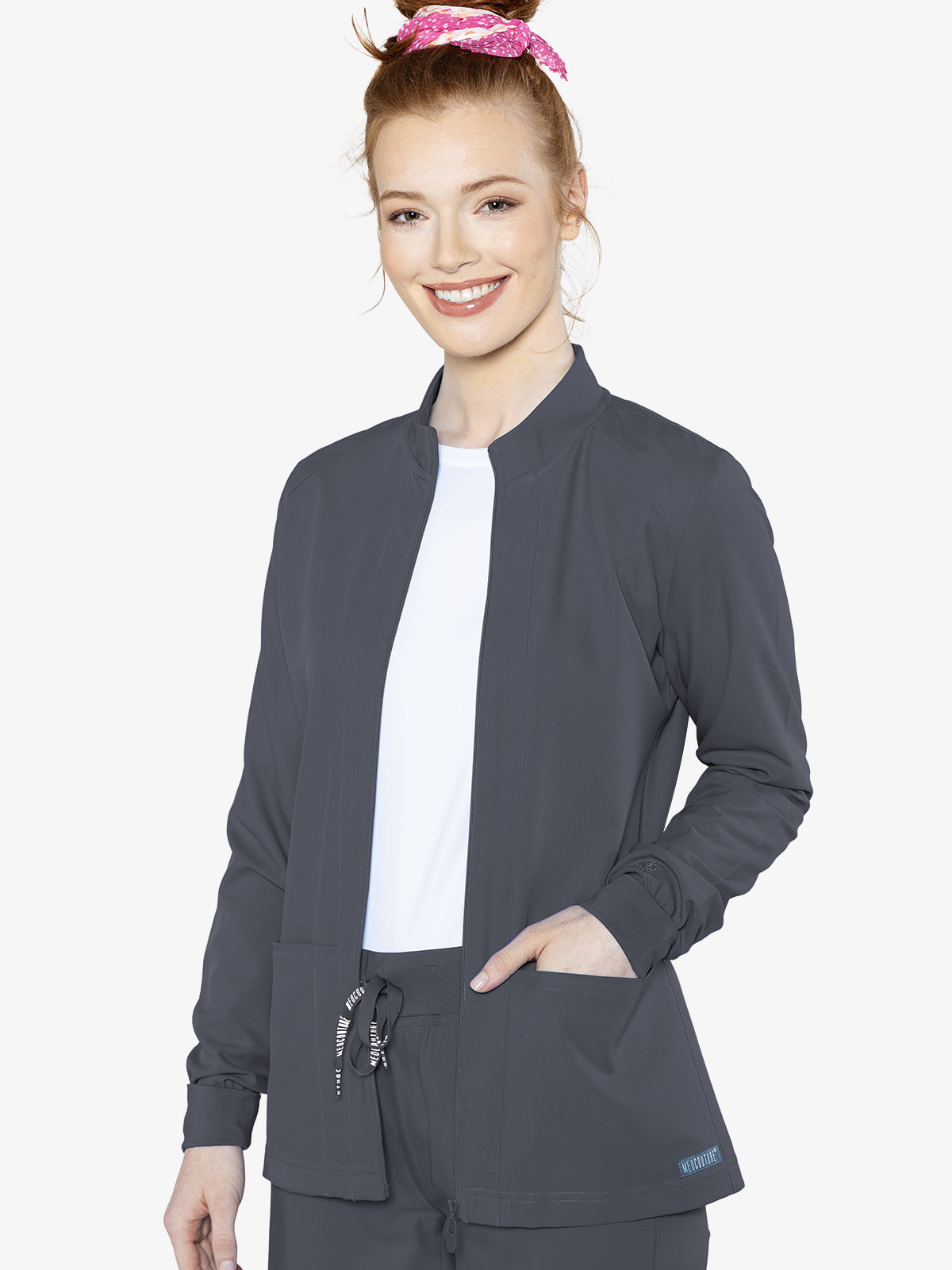 Med Couture 2660 Insight Women's Zip Front Warmup Jacket Pewter 