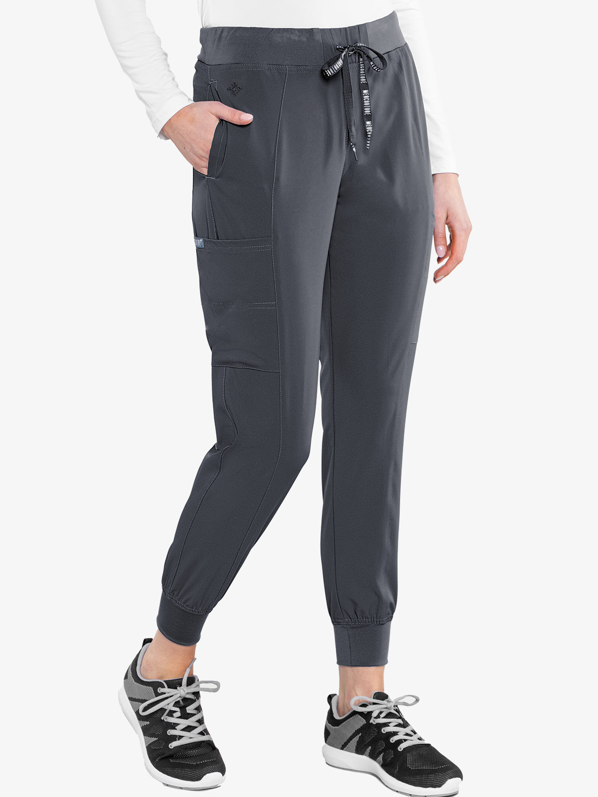 Med Couture Peaches 8721 Seamed Jogger Scrub Pant pewter