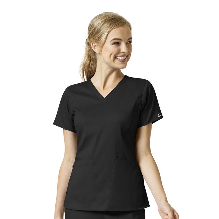 WonderWink Pro 6319 Women's Modern-Fit V-Neck Scrub Top Black