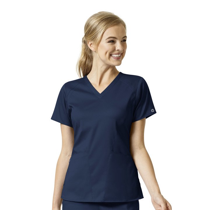 WonderWink Pro 6319 Women's Modern-Fit V-Neck Scrub Top Navy