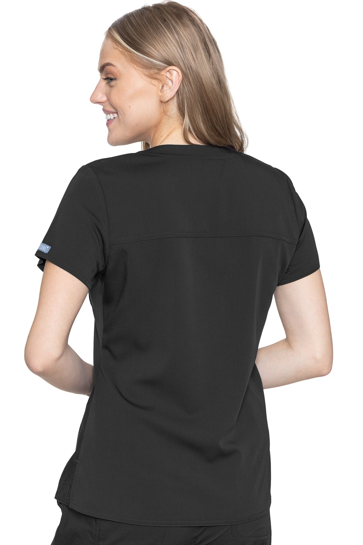 Med Couture Touch 7448 Women's Tuckable Chest Pocket Top Black back