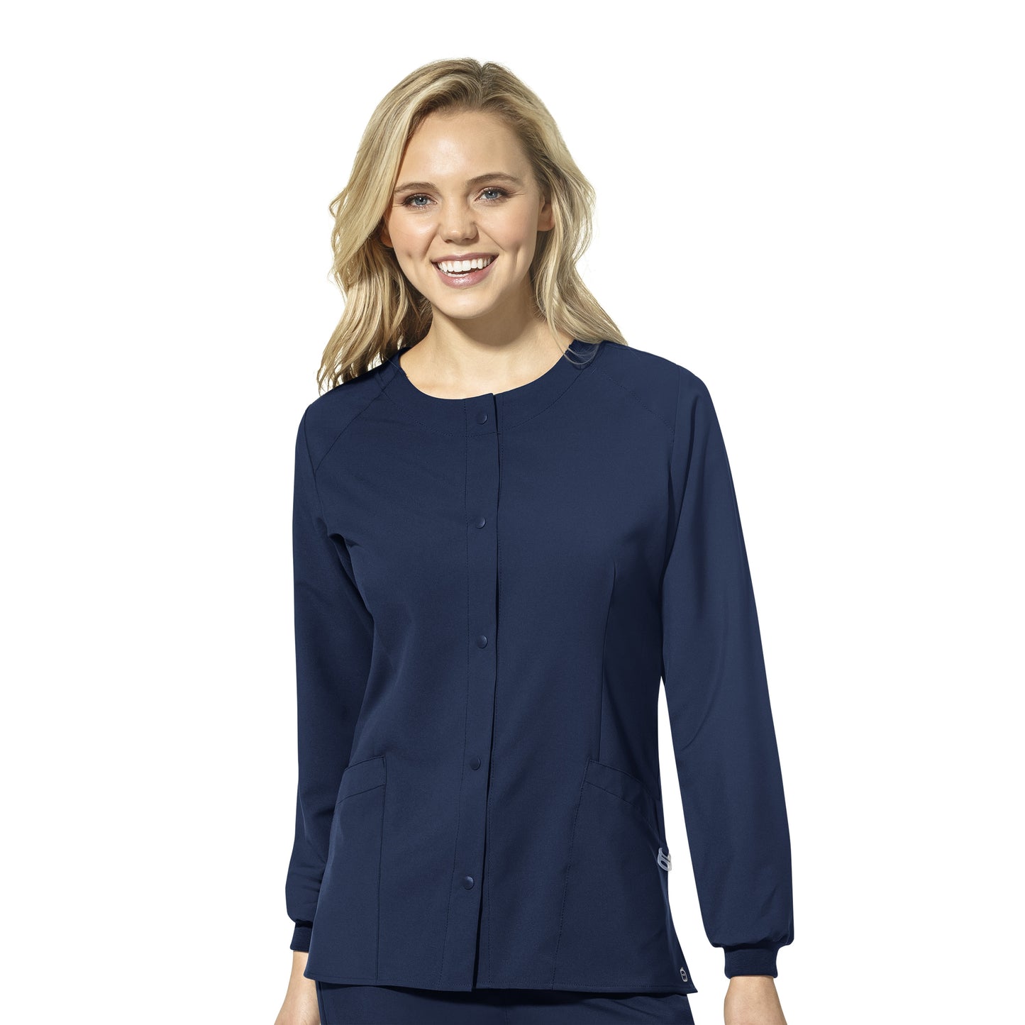 WonderWink WW123 8155 Women's Crew Neck Snap Jacket Navy