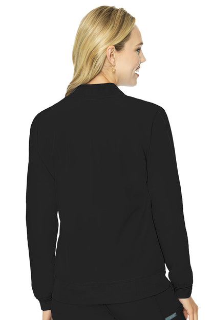 Med Couture Peaches 8674 Women's Full Zip Warm-Up Jacket Black Back 