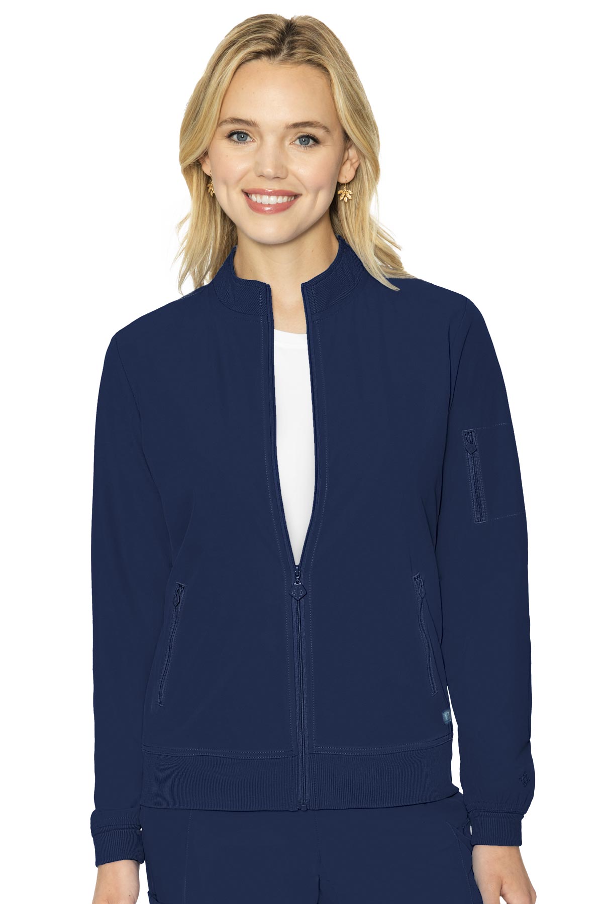 Med Couture Peaches 8674 Women's Full Zip Warm-Up Jacket Navy