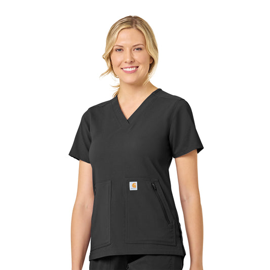 Carhartt C12237 Women's V-Neck 4-Pocket Top Black
