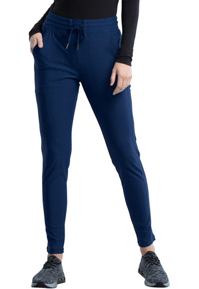 Cherokee Form  Women's Mid-Rise Tapered Leg Scrub Pant - PETITE navy front