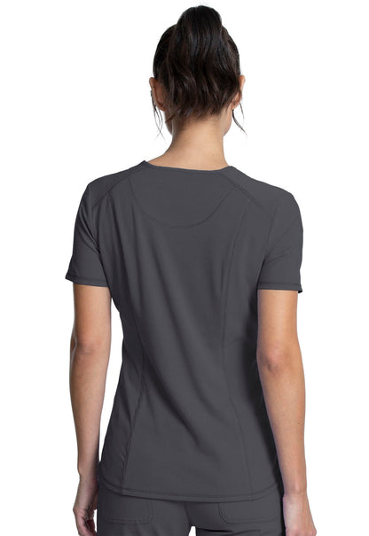 Cherokee Infinity CK687 Tuckable V-Neck Top pewter back