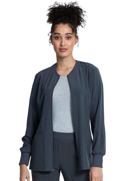 Cherokee Allura CKA384 Zip Front Jacket Pewter