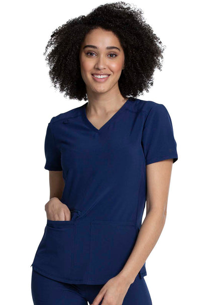 Cherokee Allura Women's V-Neck Scrub Top Navy Blue Front