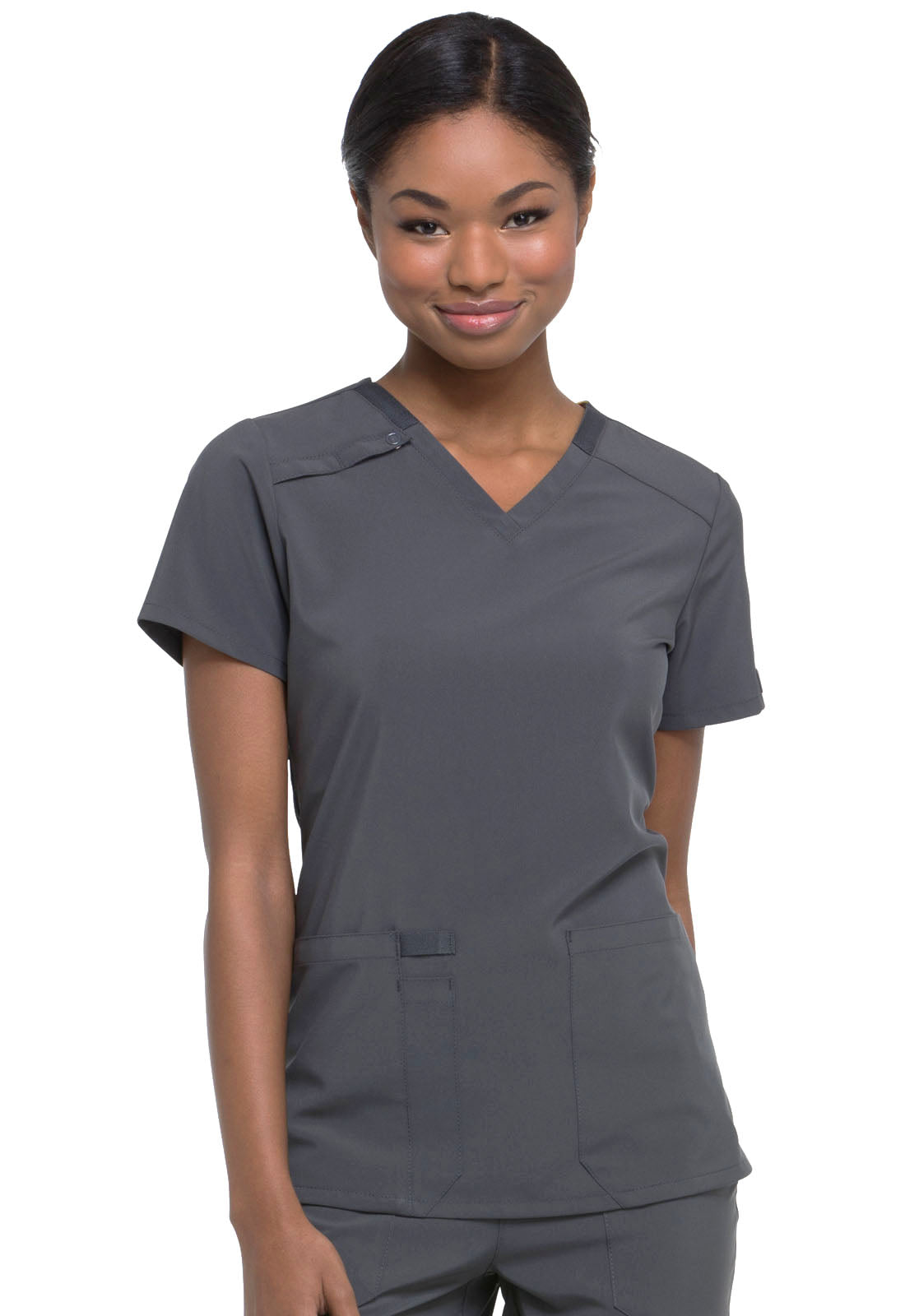 Dickies EDS DK615 V-Neck Women's Scrub Top pewter front