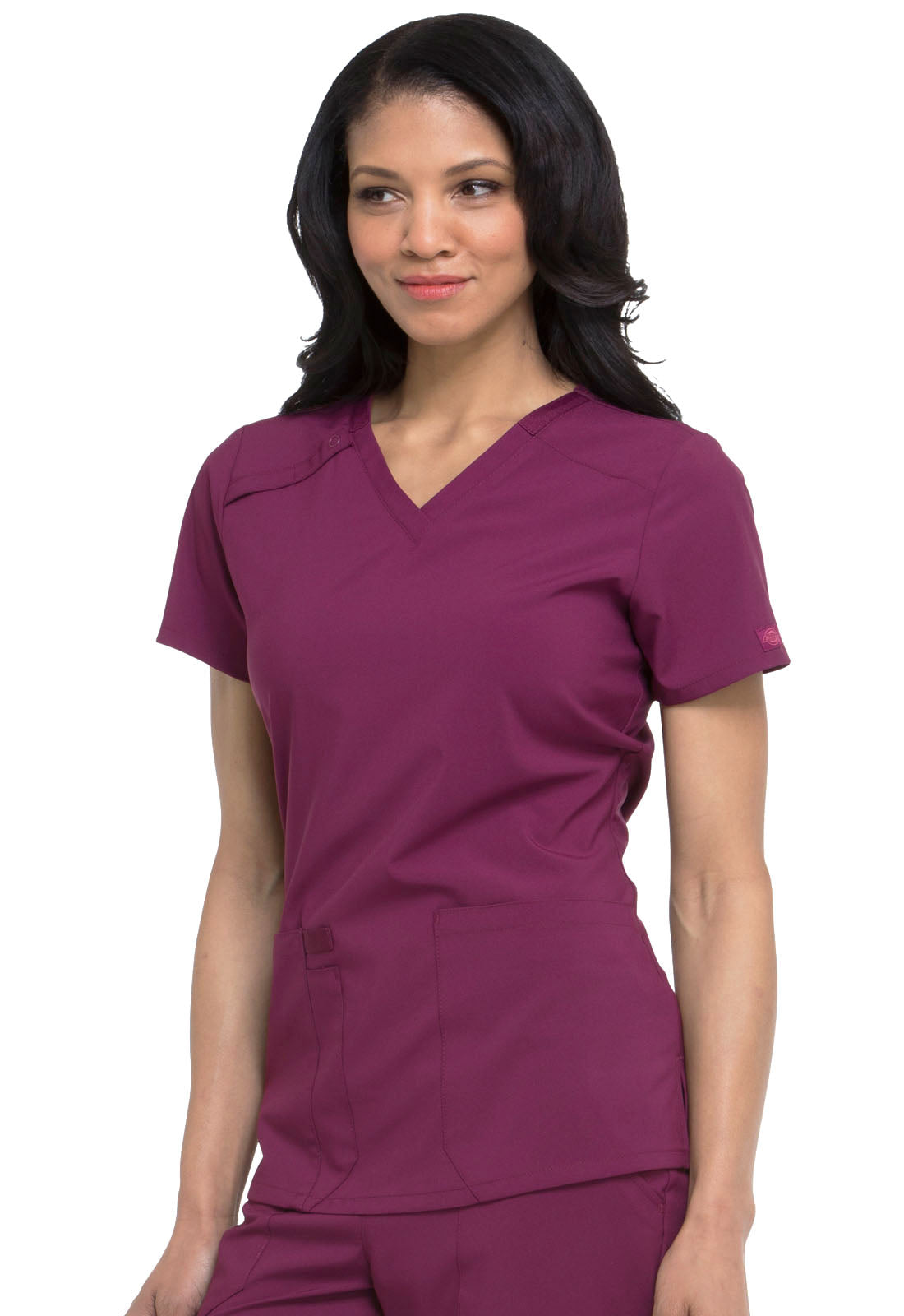 Dickies EDS DK615 V-Neck Women's Scrub Top wine front